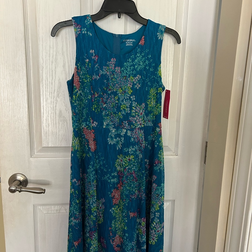 Teal Floral Girls XL Dress